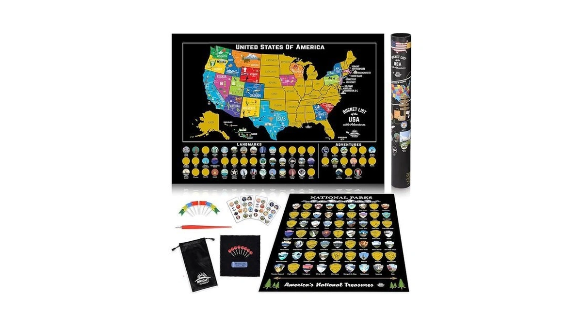 Scratch Off Map Of Usa + 63 National Parks Bundle