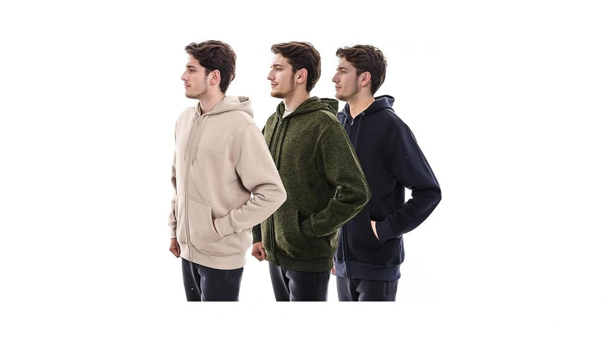 White Peak Trading Company 3 Pack Mens Fleece Hoodie Long