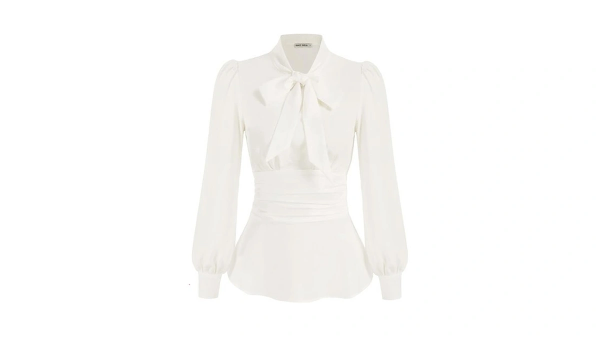 Grace Karin Women's Casual V Neckline Self Tie Long Sleeve