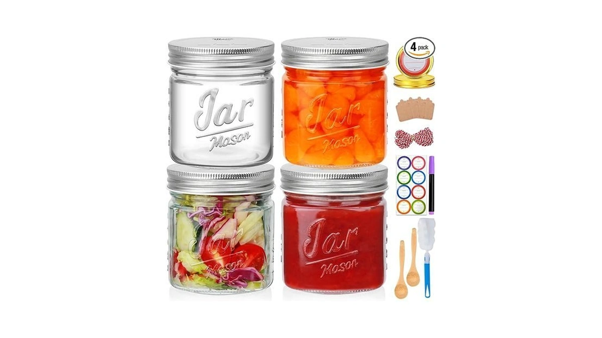 Accguan 16oz Mason Jars With Lids, Wide Mouth Mason Jars,food