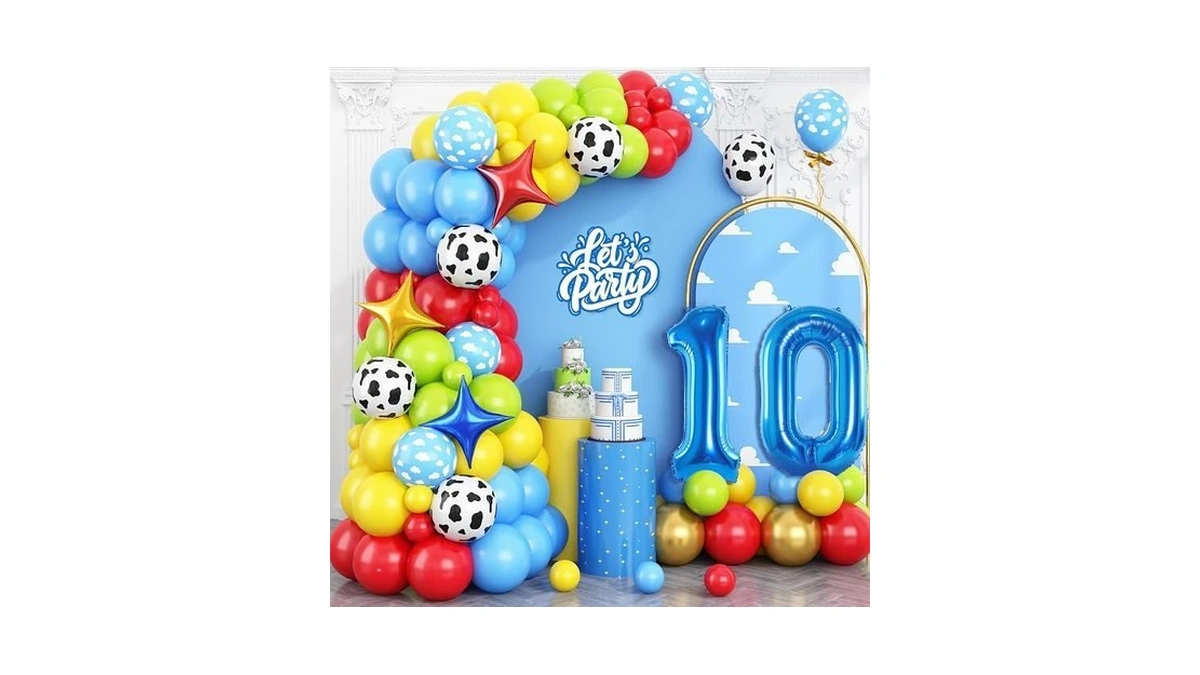 Toy 10th Birthday Balloons Arch Kit, Red Blue Yellow Balloons