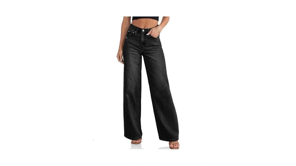 Cicy Bell Womens Wide Leg Jeans High Waisted Boyfriend Loose
