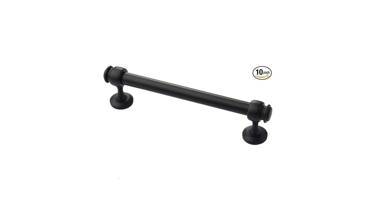 Alzassbg 10 Pack Matt Black Cabinet Pulls, 5 Inch(128mm) Hole
