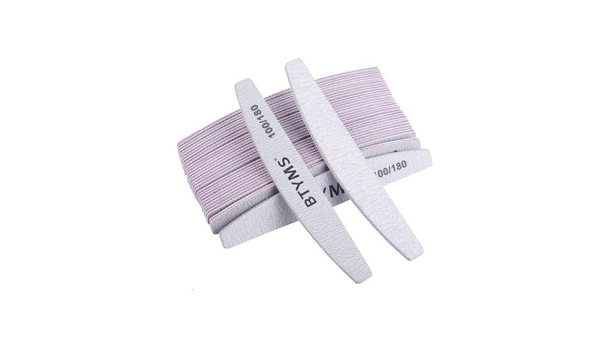 Btyms 25pcs 100/180 Grit Nail File And Buffer Professional Double-sided