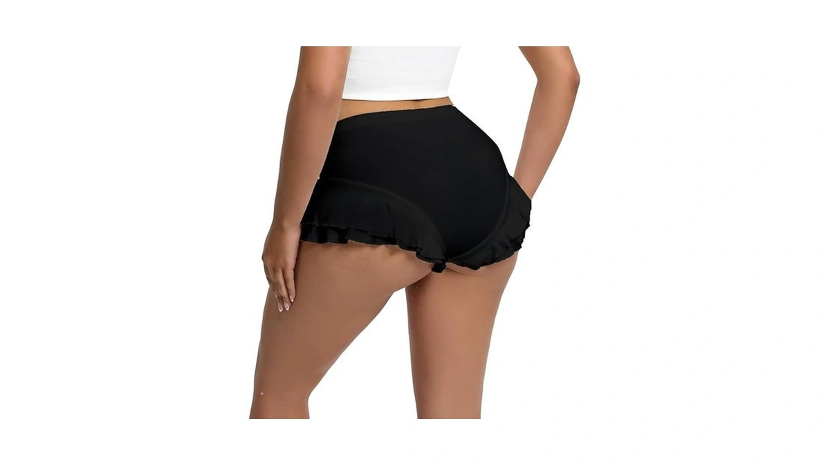 Dxyufazhe Women's Sexy Low Rise Stretch Ruffled Leopard Print Short