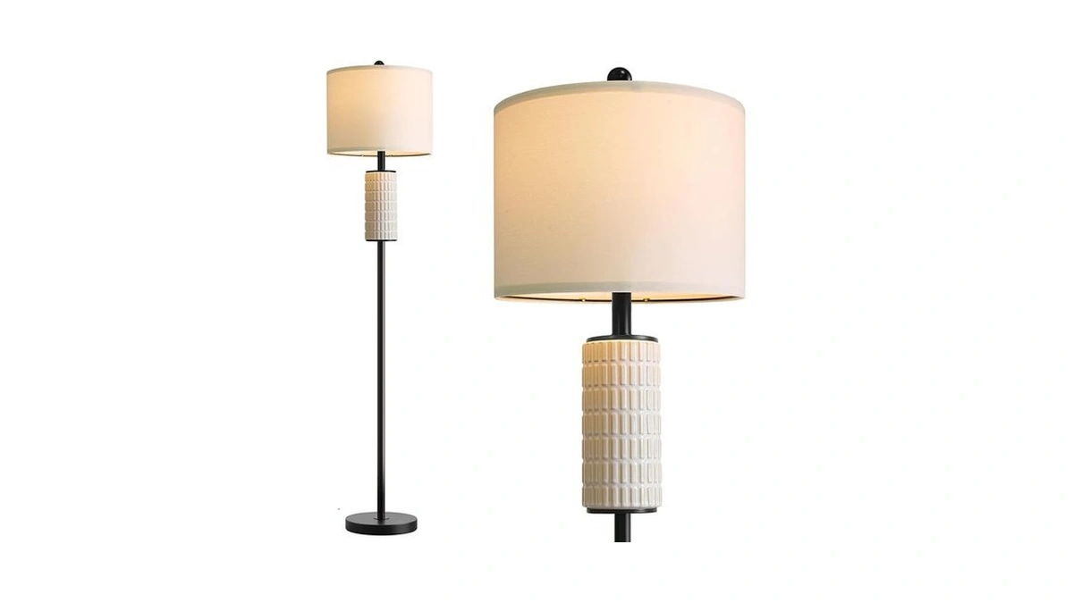 Pokat Farmhouse Floor Lamp For Living Room With Ceramic, 64"