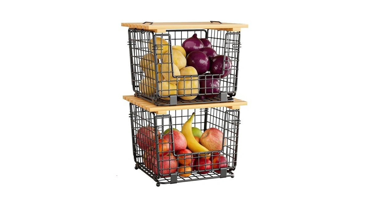Wire Storage Basket For Kitchen Pantry: Ggiu Stackable Kitchen Counter