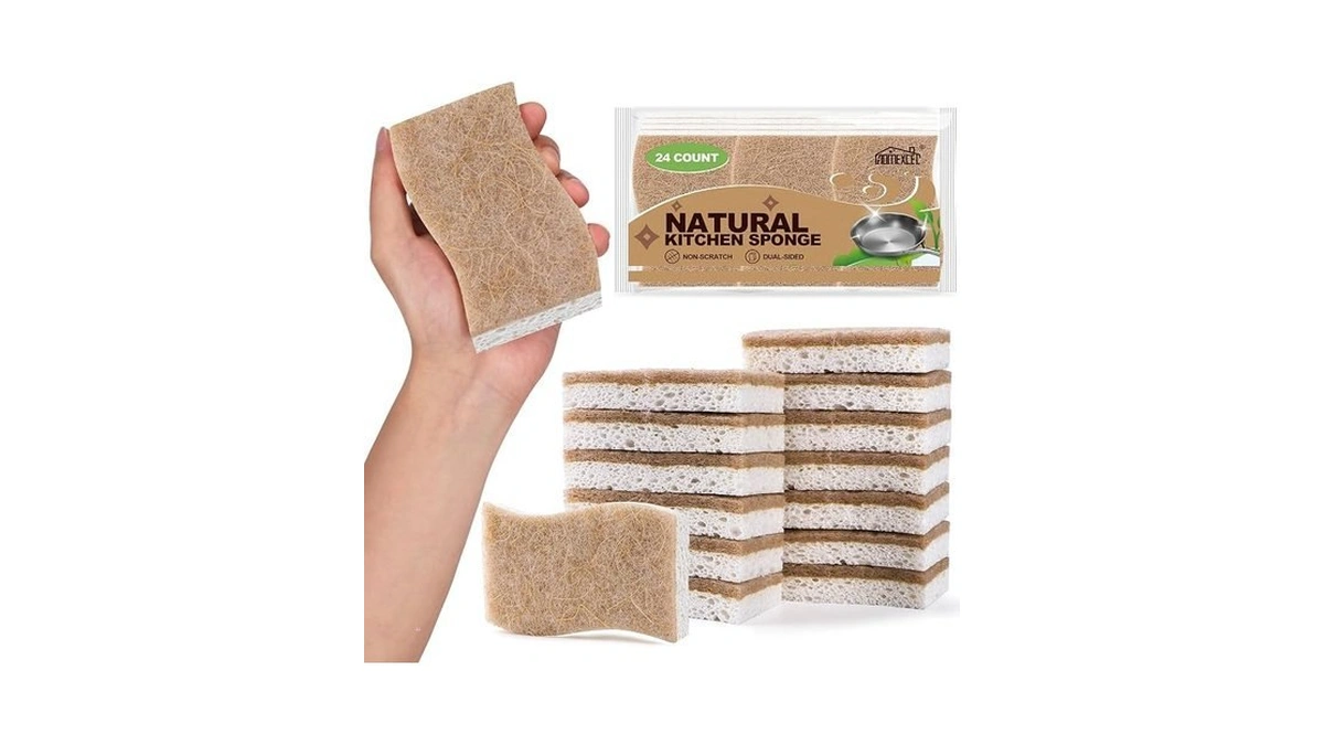 Homexcel Sponges Kitchen, 24 Packs Non-scratch Natural Sponge For Dishes