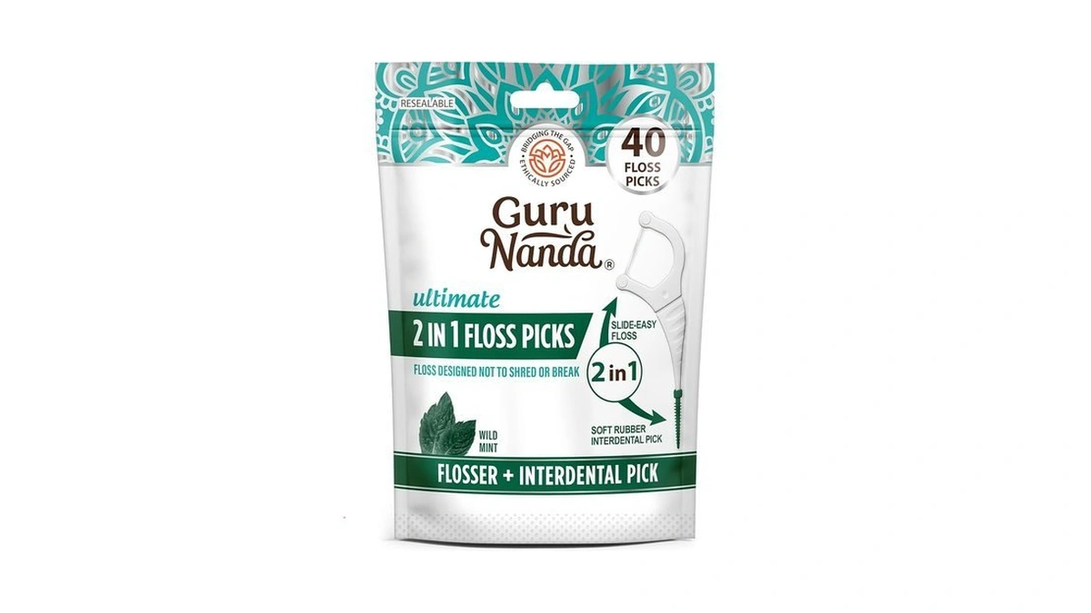 Gurunanda 2 In 1 Dental Floss Picks - Non-slip Grip