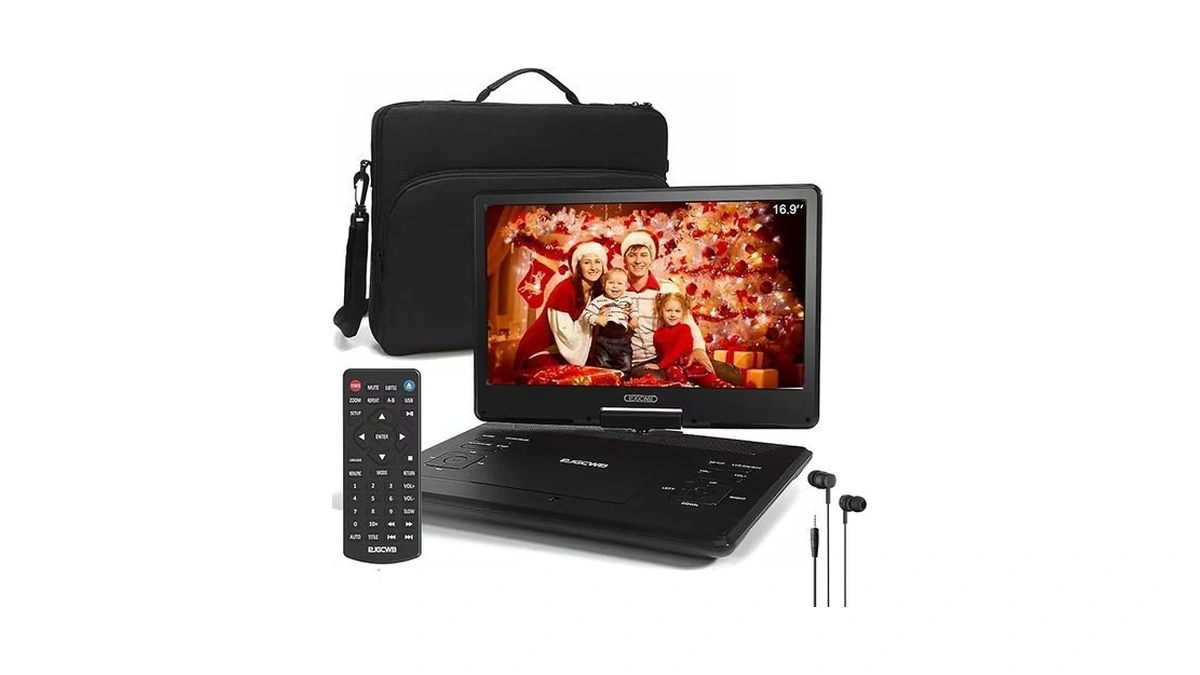 16.9" Portable Dvd Player With Headphones,14.1" Hd Swivel Screen With