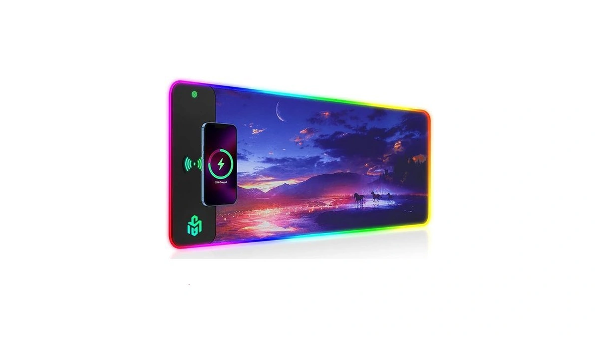 Gim Wireless Charging Rgb Gaming Mouse Pad 15w, Led Mouse