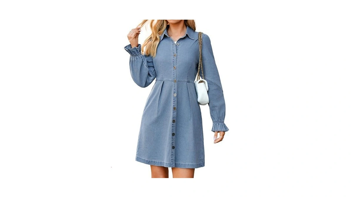 Simplee Denim Dress For Women Blue Jean Dresses 2025 Mini