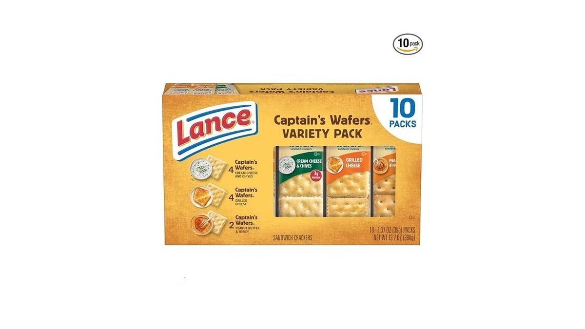 Lance Sandwich Crackers, Captain's Wafers, Variety Pack, 10 Individual Packs,