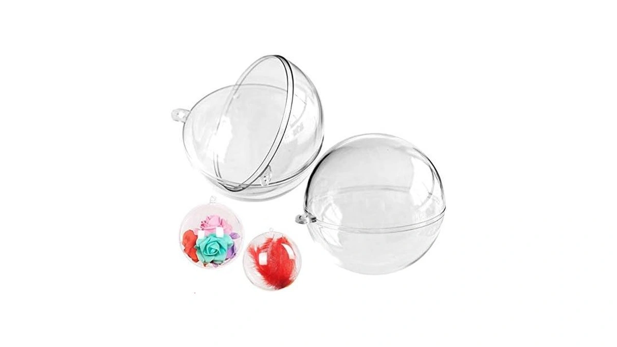 10 Pack Clear Plastic Fillable Ornament Balls 80mm Christmas Diy