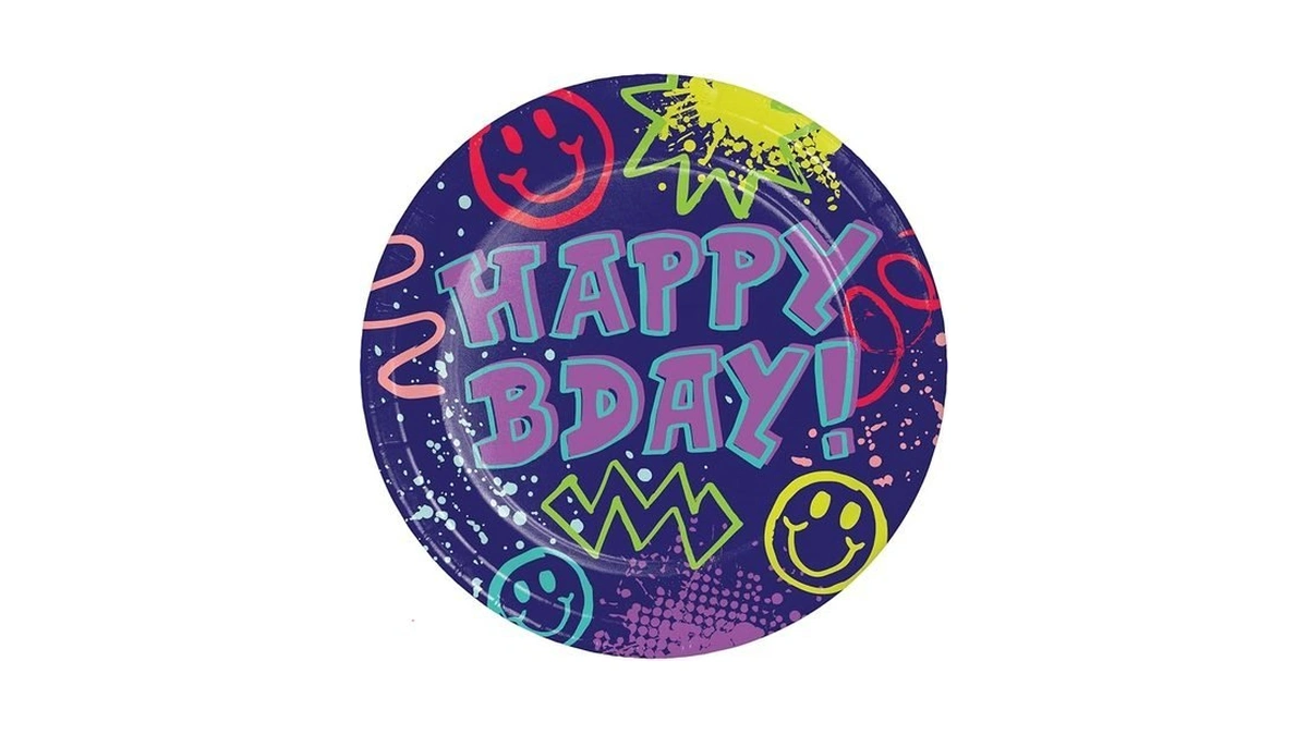 Say Hooray! Graffiti Party Dinner Plates 8 Ct