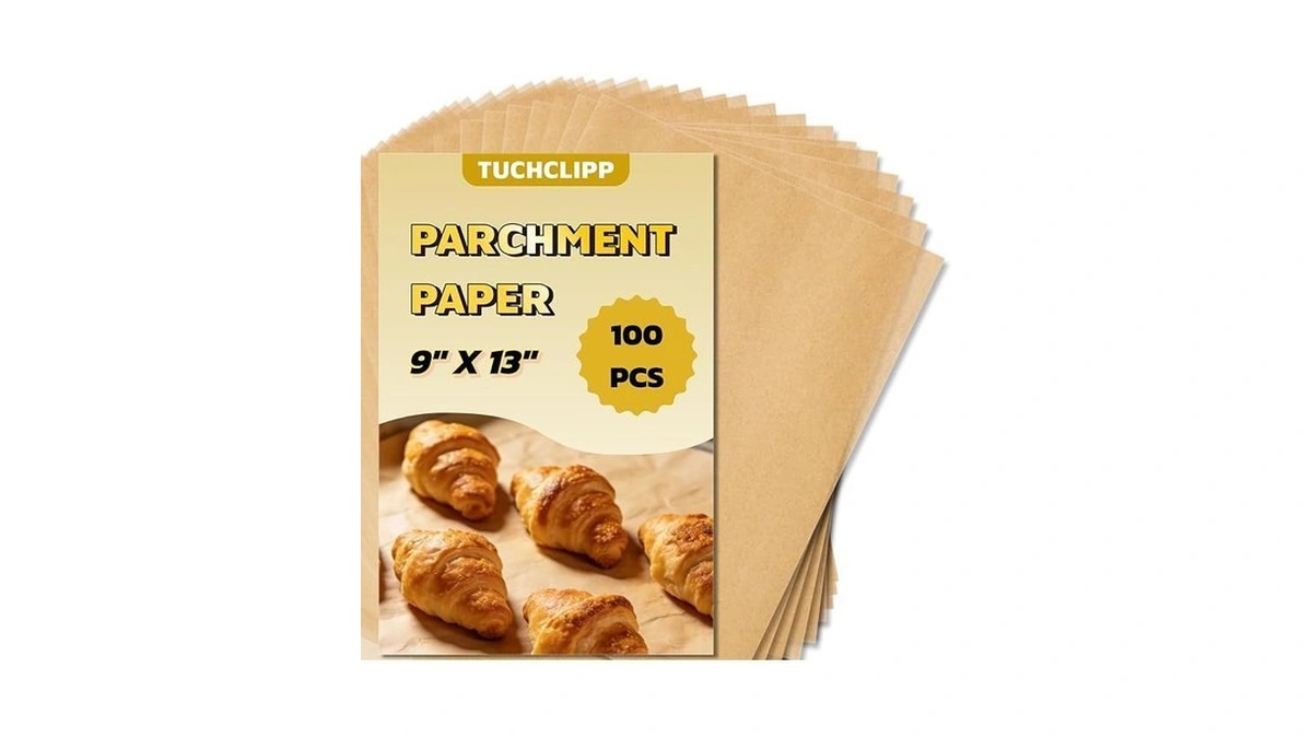 Tuchclipp 100 Pcs Unbleached Parchment Paper Sheets, Precut 9x13 Inch
