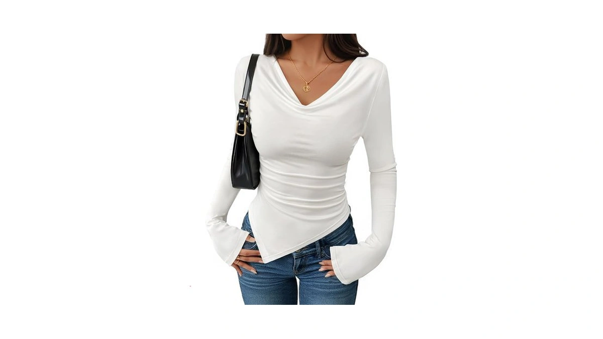 Zesica Long Sleeve Cowl Neck Blouses