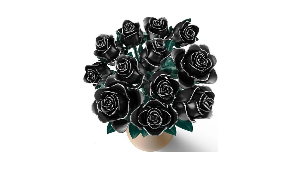 Black Rose Building Blocks Set For Kids, 634pcs Flower Bouquet