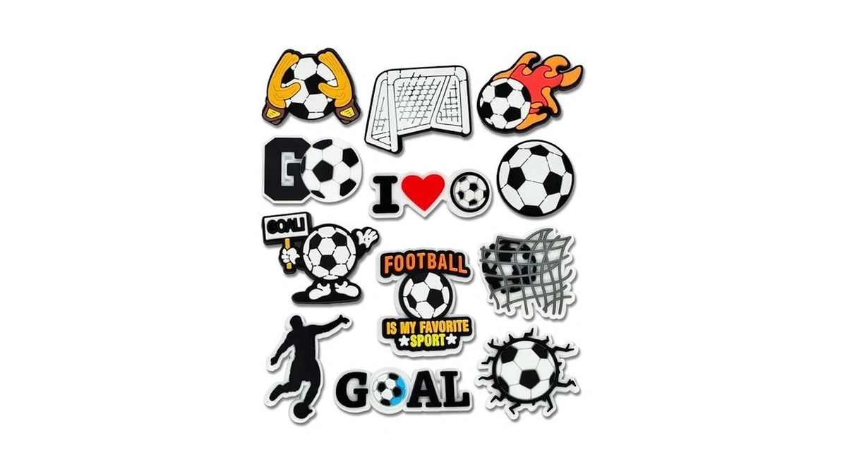 12pcs Soccer Shoe Charms For Croc Bubble Slides Clogs Sandals,