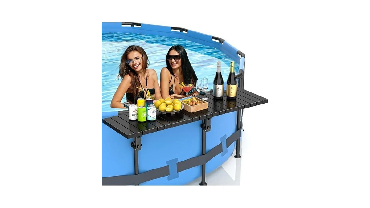 Boyata Pool Bar, Above Ground Pool Side Bar, 49.4×9.6" Galvanized