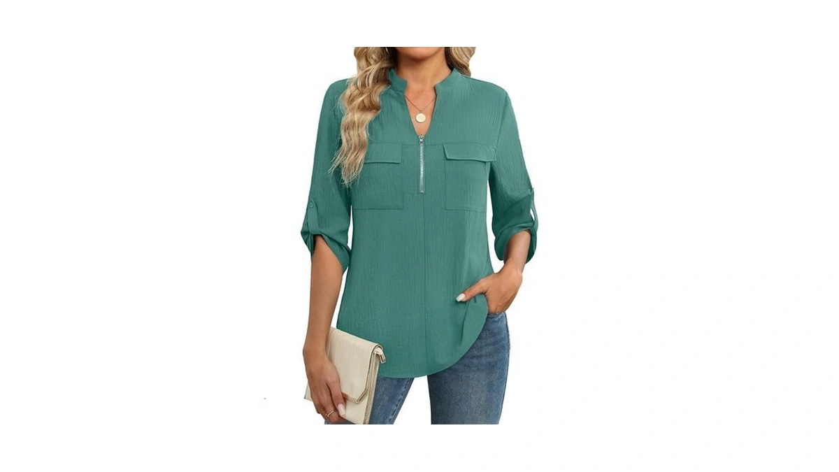 Funlingo Business Casual Tops For Women 3/4 Length Sleeve Womens