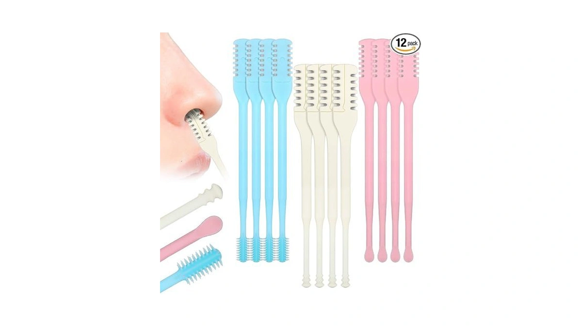 Leriton 12 Pcs Nasal Hair Cutter For Women 2-in-1 Double