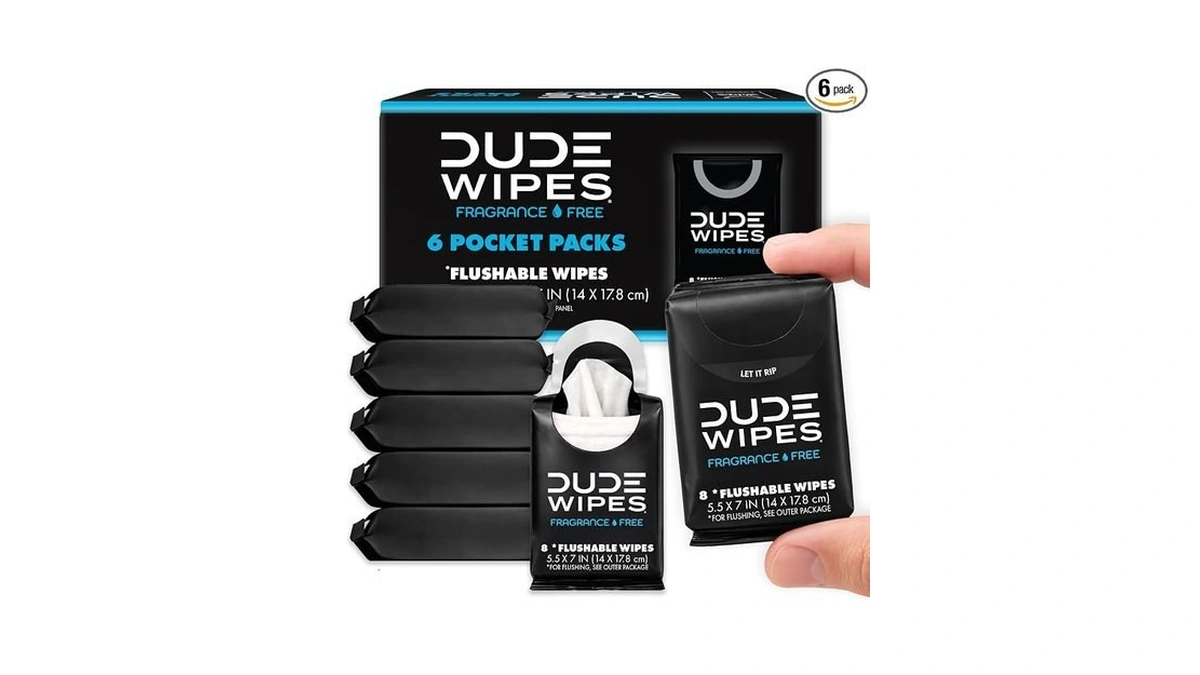 Dude Wipes Unscented Pocket Packs - Travel Wipes - 6
