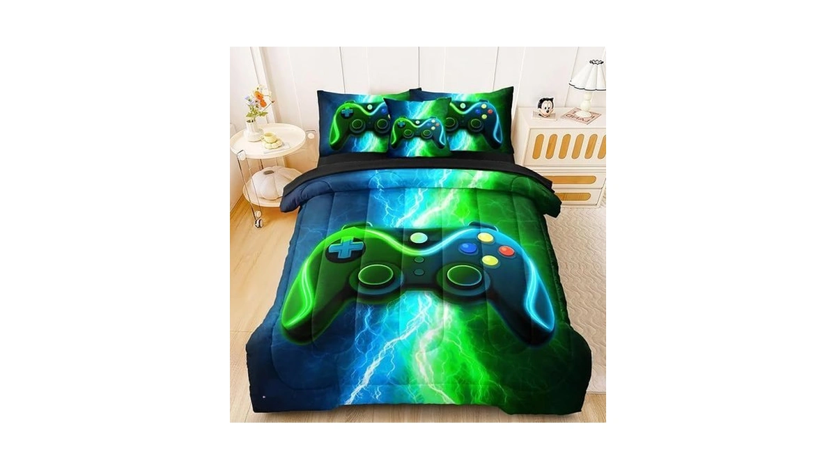 Bertsuca Full Gamer Bedding Sets For Boys Teen, 4 Pcs