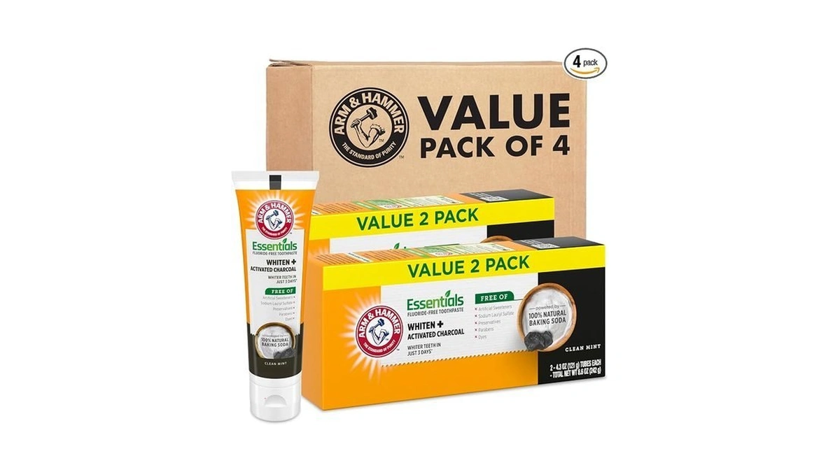 Arm & Hammer Essentials Fluoride-free Toothpaste, Whitening + Activated Charcoal