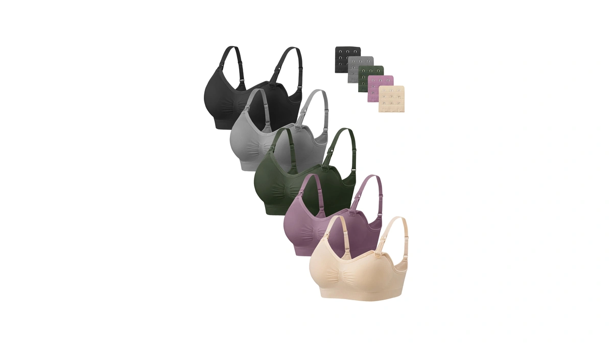 Angelhood Nursing Bra 5 Pack Womens Maternity Breastfeeding Seamless Wireless