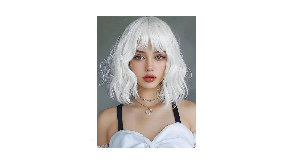 Tixbaby White Wig-white With Bangs Bob Wigs For Women Synthetic