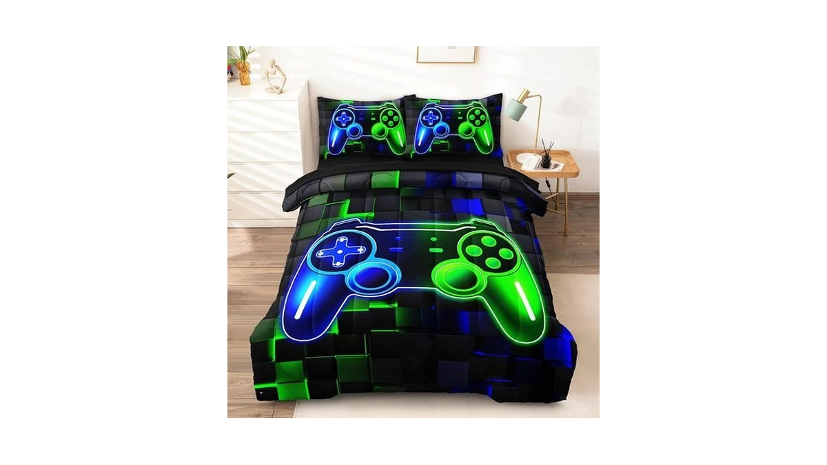 Hicand 3 Pcs Gamer Full Bedding Set For Boys, Gaming