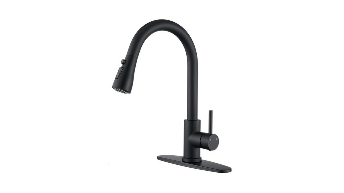 Atpcoltd Matte Black Kitchen Faucets With Pull Down Sprayer, Single