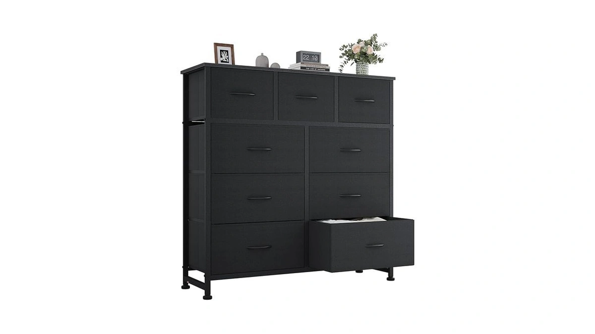 Olixis 9 Drawer Fabric Storage Dresser Chest Organizer Unit, Black