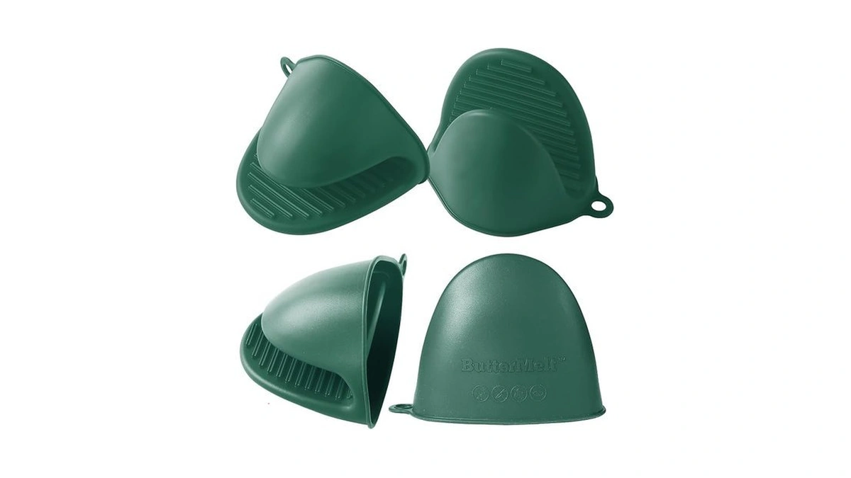Buttermelt 4pc Silicone Oven Mitts - Dark Green Heat Resistant