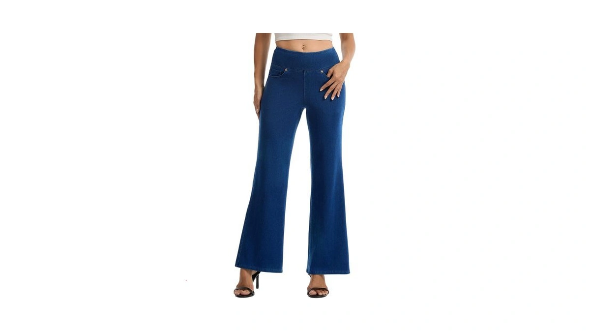 Amzdora Womenβs High Waisted Wide Leg Jeans Pull On Stretch