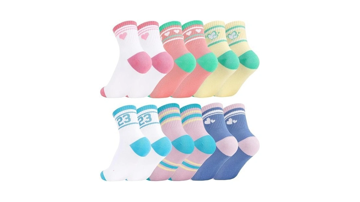 Jspupifip 6 Pairs Kids Boys Girls Crew Athletic Socks Children