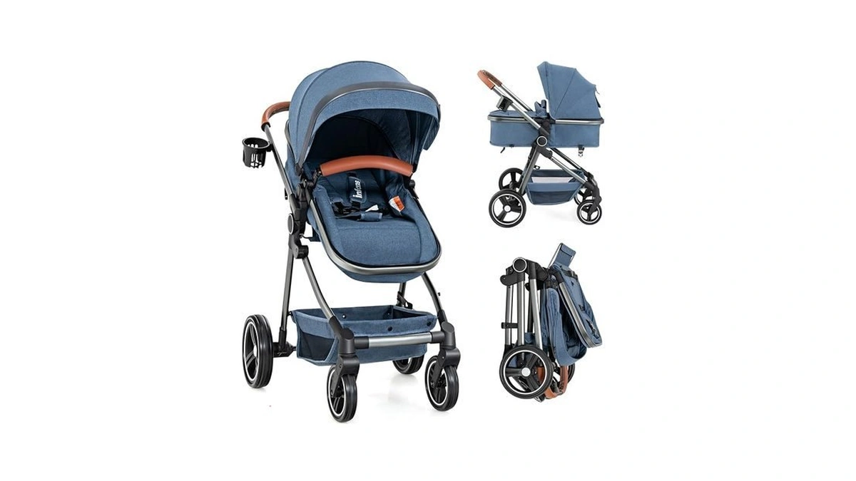 Infans 2 In 1 Baby Stroller, Newborn Convertible Stroller Bassinet