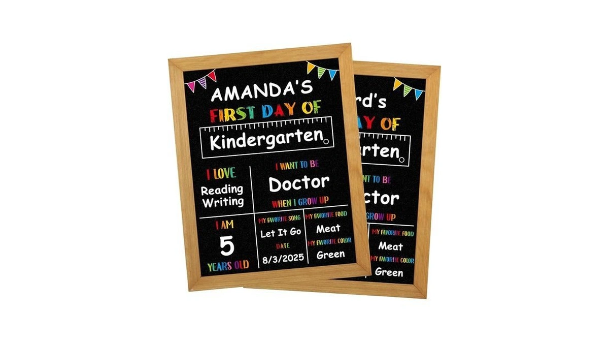 Petcee First Day Of School Sign - Wood Frame Double