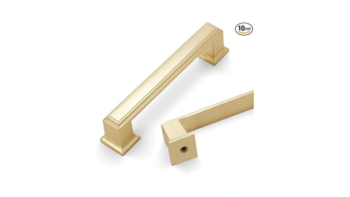 Cotykiley 10 Pack 3.75 Inch(96mm) Brushed Brass Cabinet Handles Gold