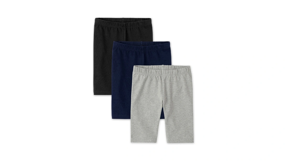 The Children's Place Girls Bike 3-pack Shorts, Black/h Gray/ Tidal