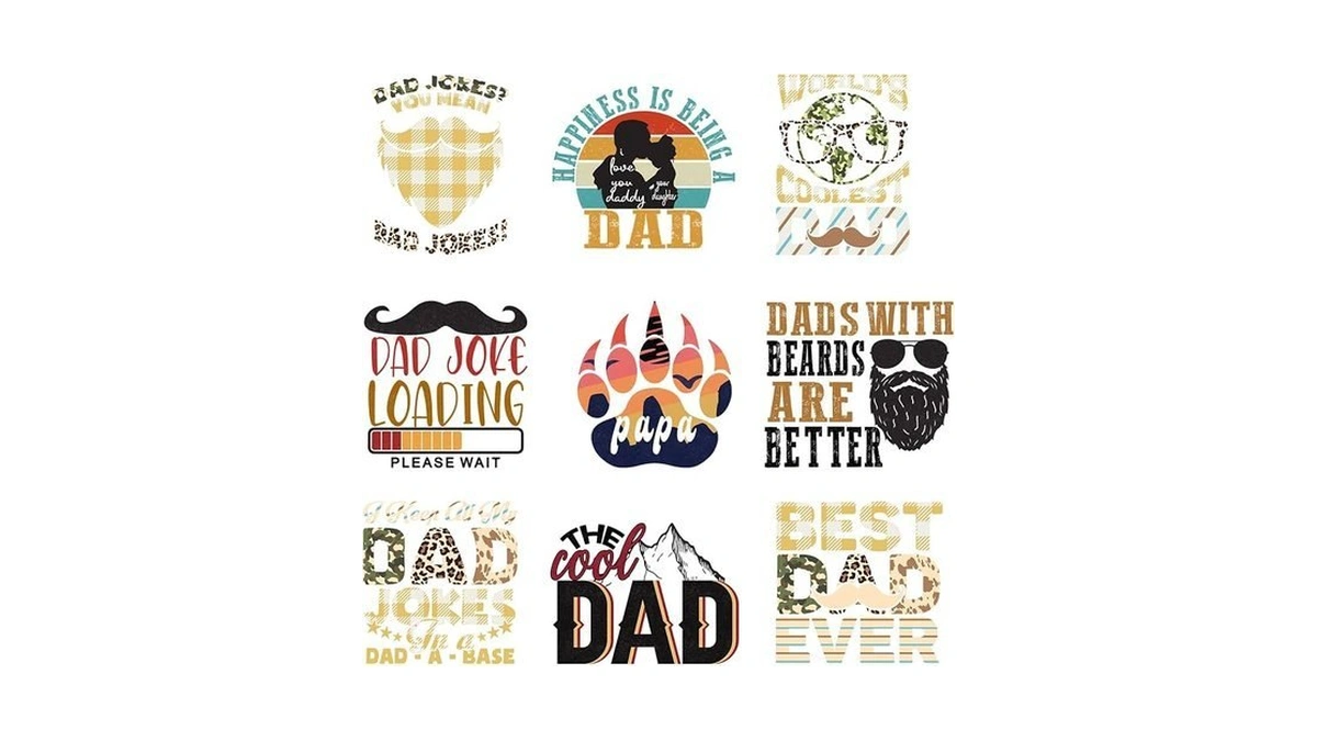 9pcs Dad Jokes Iron On Transfer Patches For Clothing Diy