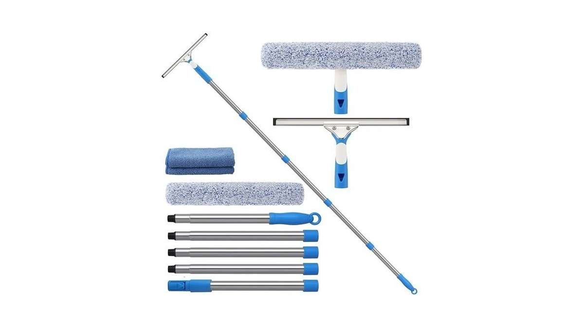 Mitclear 77'' Professional Squeegee Window Cleaner Tool With Extension Pole,