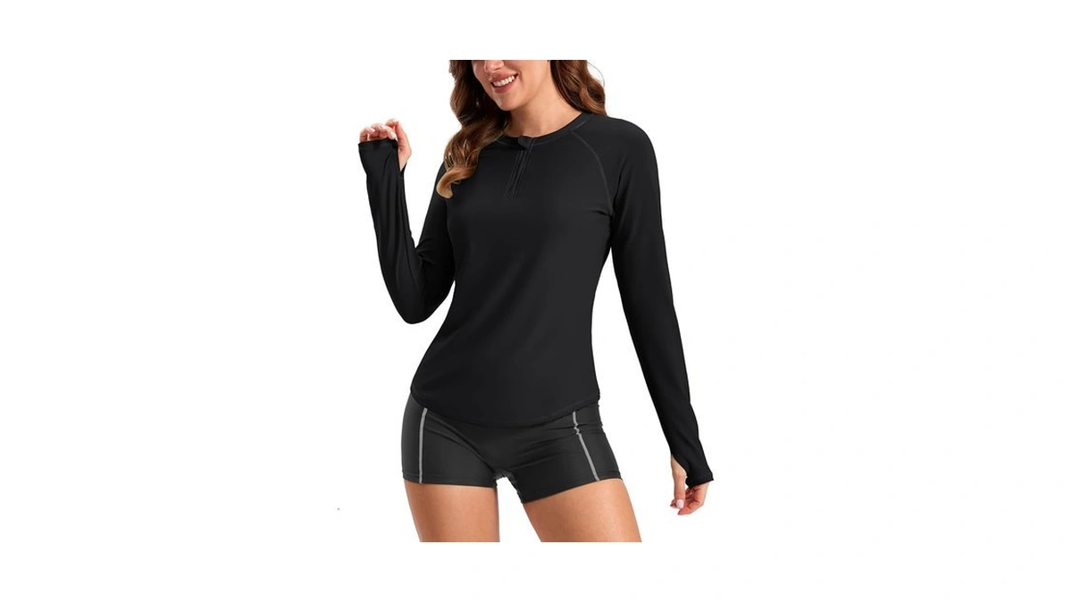 Viodia Womens Swim Shirt Upf50+ Rash Guard Long Sleeve Swimsuit