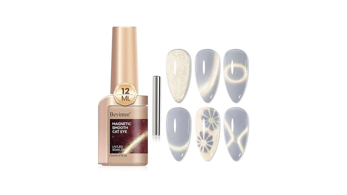 Bevimee Silver Cat Eye Gel Nail Polish, Magnetic Nail Polish