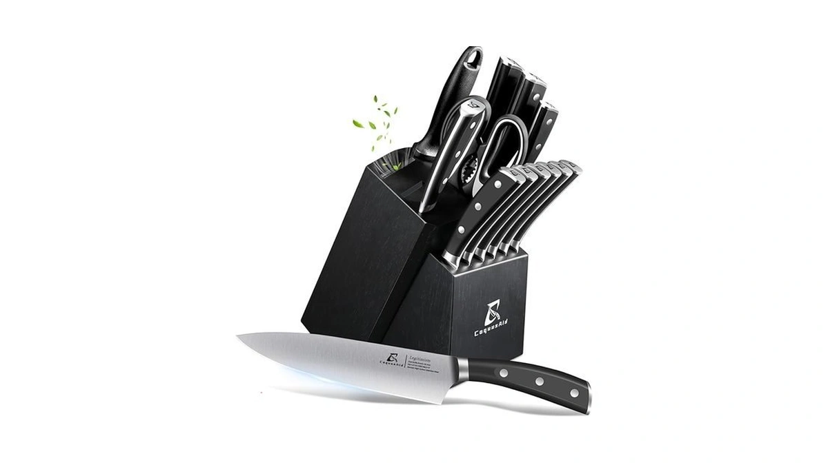 Coquusaid Knife Set, Upgrade 15 Pcs Knife Block Set With