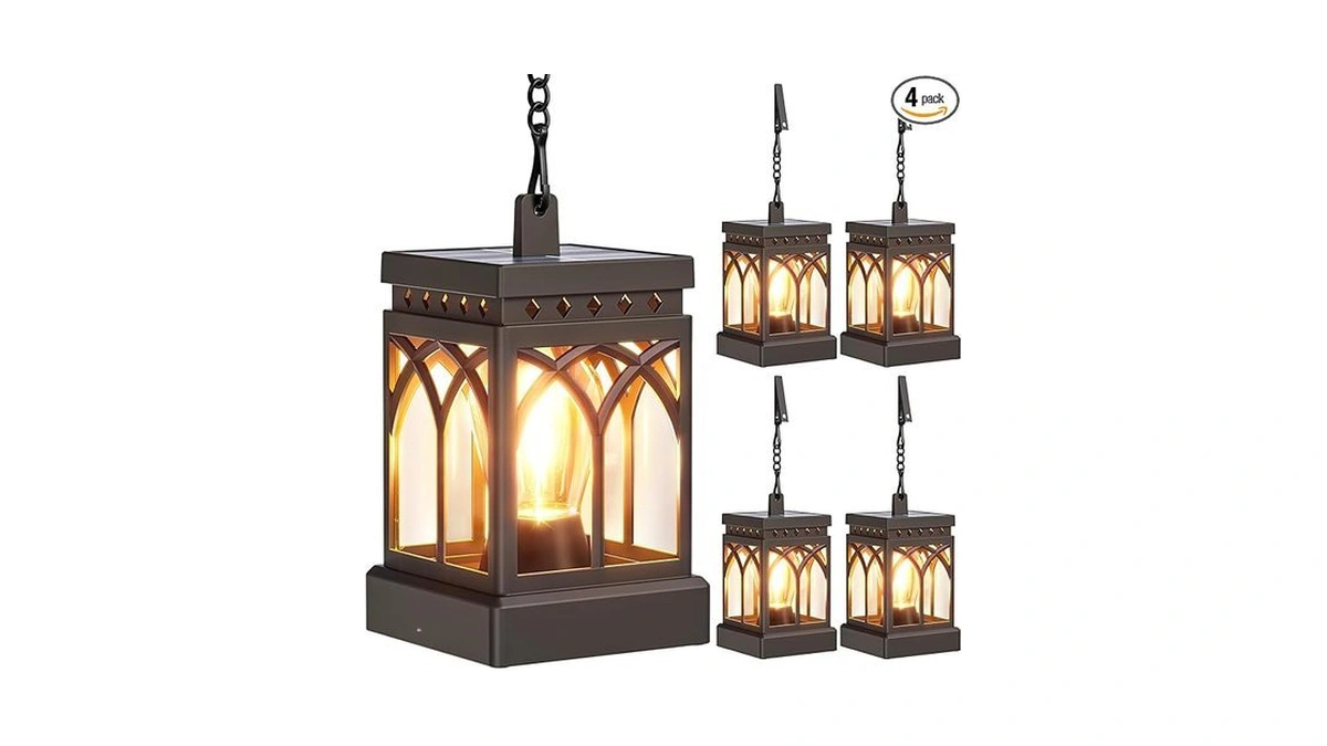 Kooper 4 Pack Solar Lanterns Outdoor Waterproof, Brighter Hanging Solar