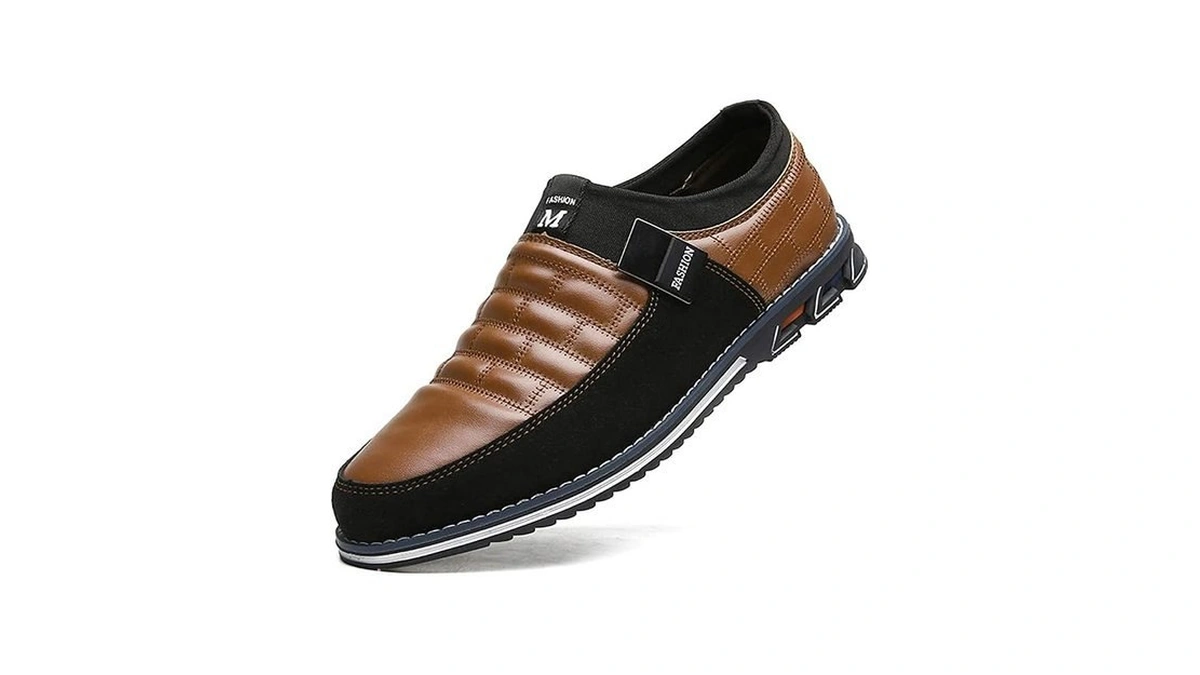 Asifn Men Casual Shoes Leather Slip On Moccasins Hiking Dress