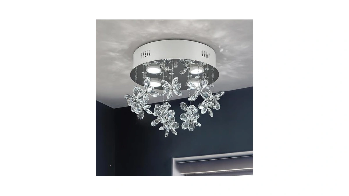 Aol Furin 4-lights Modern Chandelier K9 Crystal Lighting Fixture,11.8 Inch