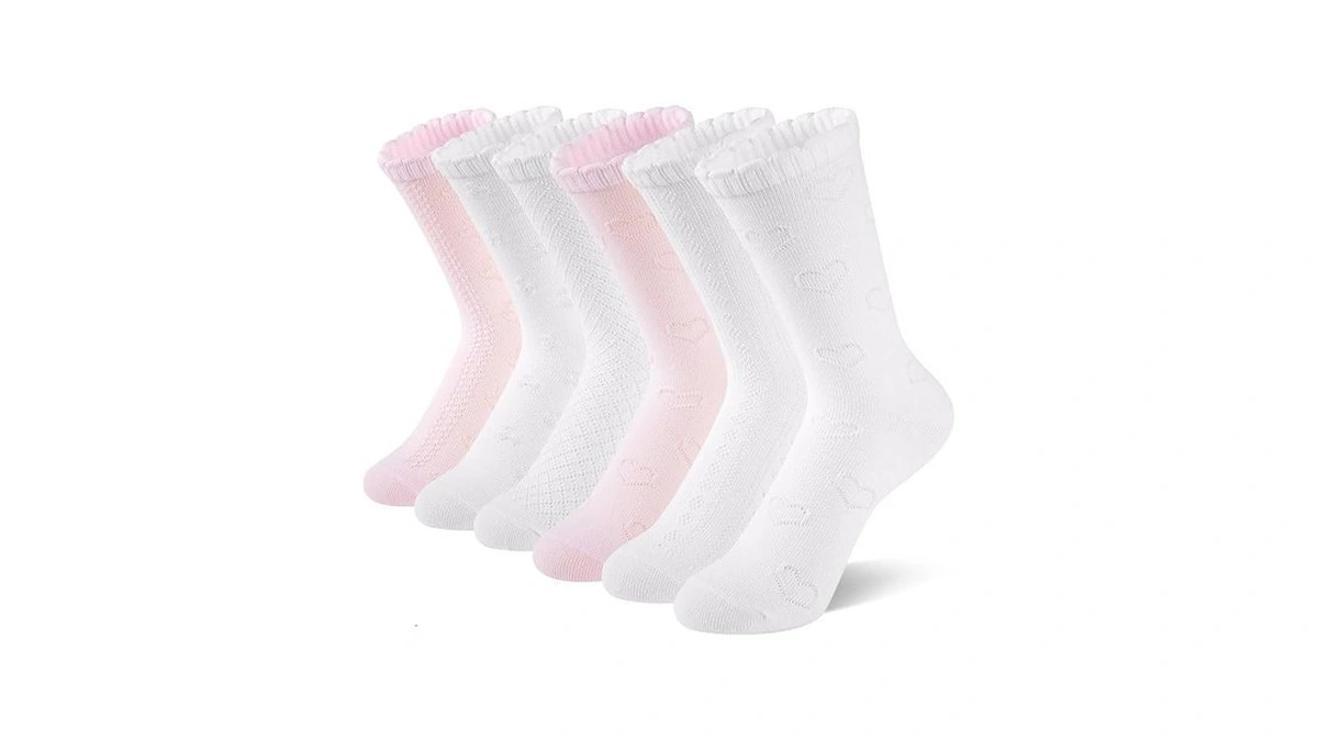 Comfoex 6 Pairs Girls Ruffle Socks,casual Cute Cotton Dress Socks
